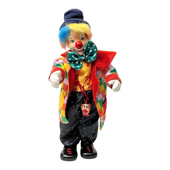 Vintage 1960's MUSICAL CIRCUS CLOWN 15" Key Wind Up Ceramic Cloth Movement Music - Picture 8 of 9